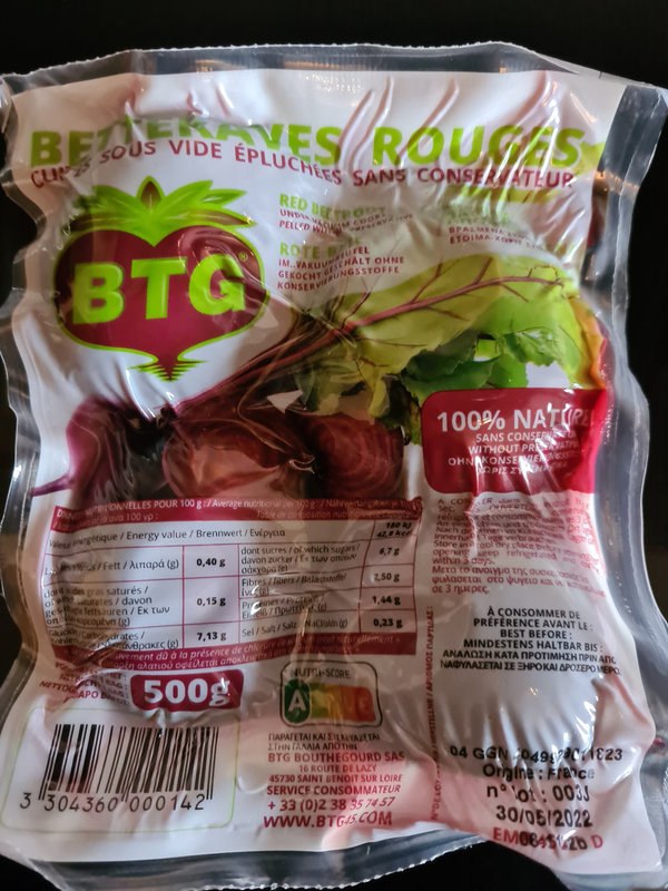 rote Beete gekocht 500 g Beutel  Frankreich